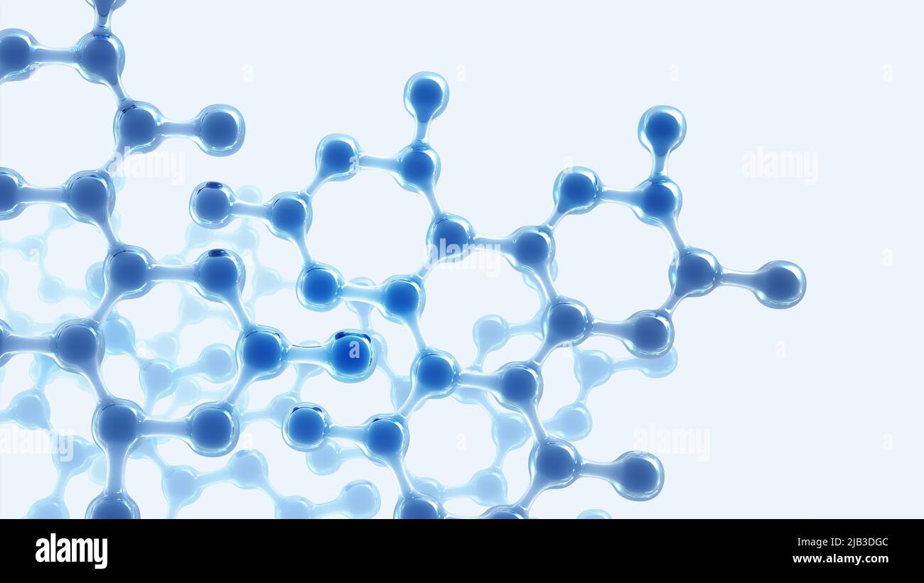Ricerca scientifica. Esperimenti di laboratorio e high tech. Illustrazione dell'abstract 3D del reticolo molecolare. Tendenze moderne in medicina, biologia, fisica Foto Stock