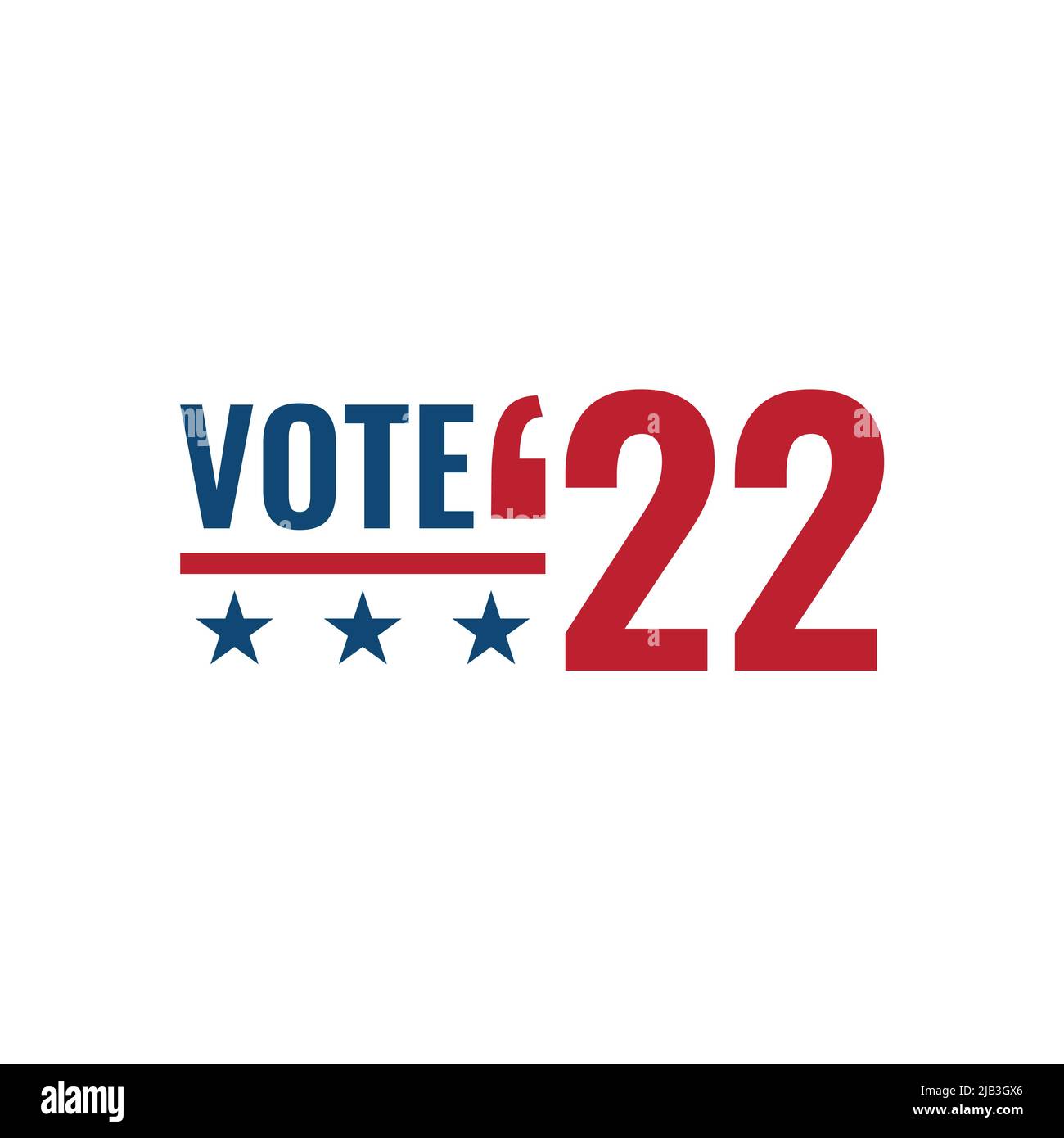 2022 Design delle elezioni di metà mandato con l'icona Red White Blue Vote Illustrazione Vettoriale