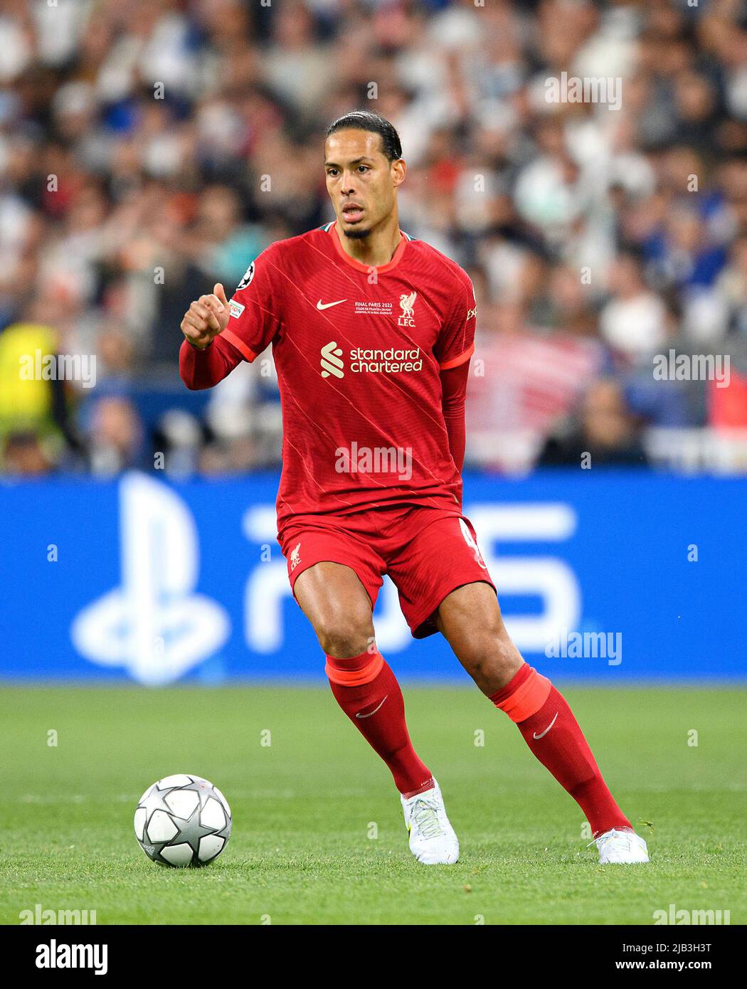 Virgil VAN DIJK (LFC) Action, Football Champions League Final 2022, Liverpool FC (LFC) - Real Madrid (Real) 0: 1, il 28th maggio 2022 a Parigi/Francia. Â Foto Stock