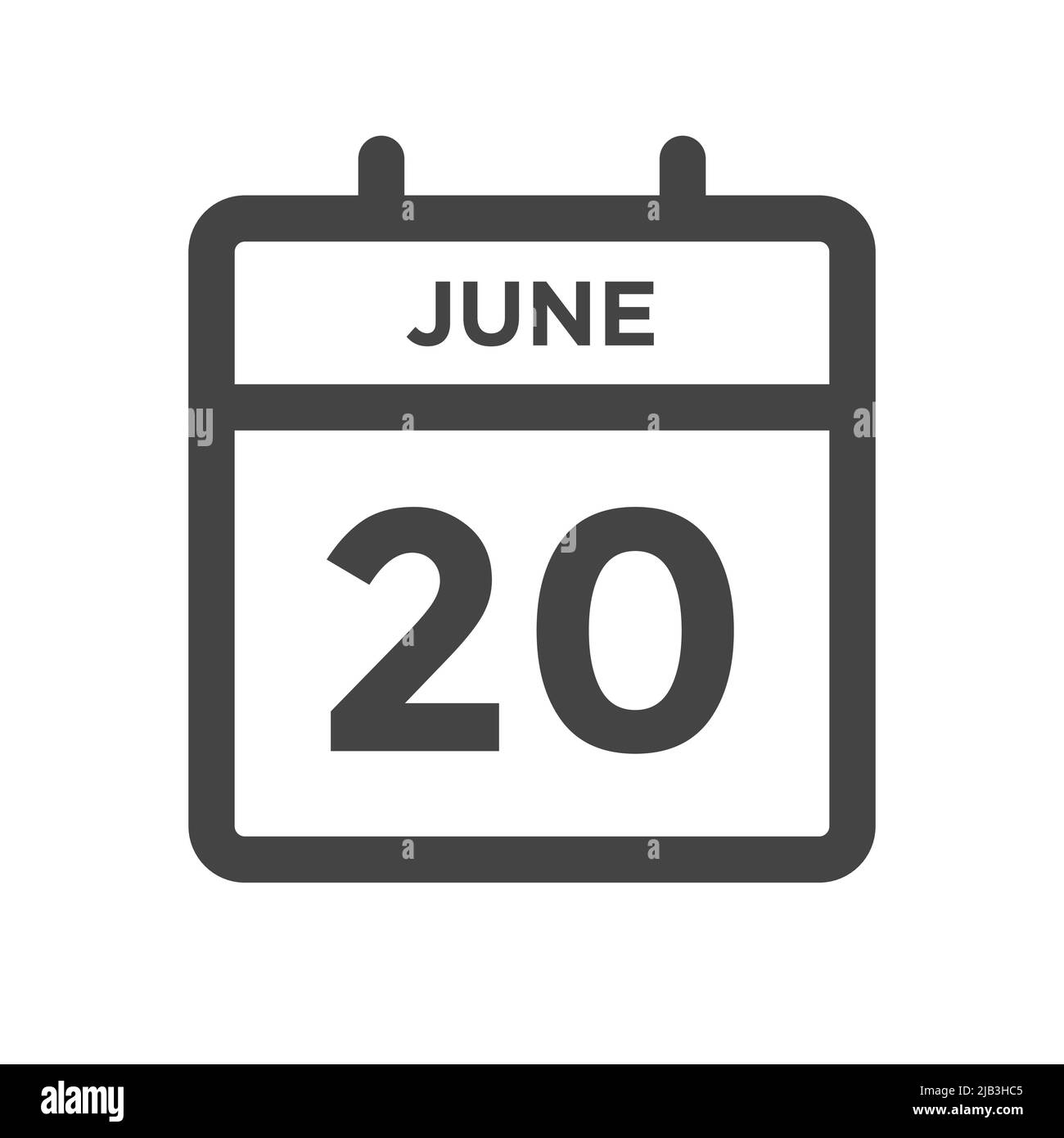 20 giugno, giorno del calendario o data del calendario per scadenza, appuntamento Illustrazione Vettoriale
