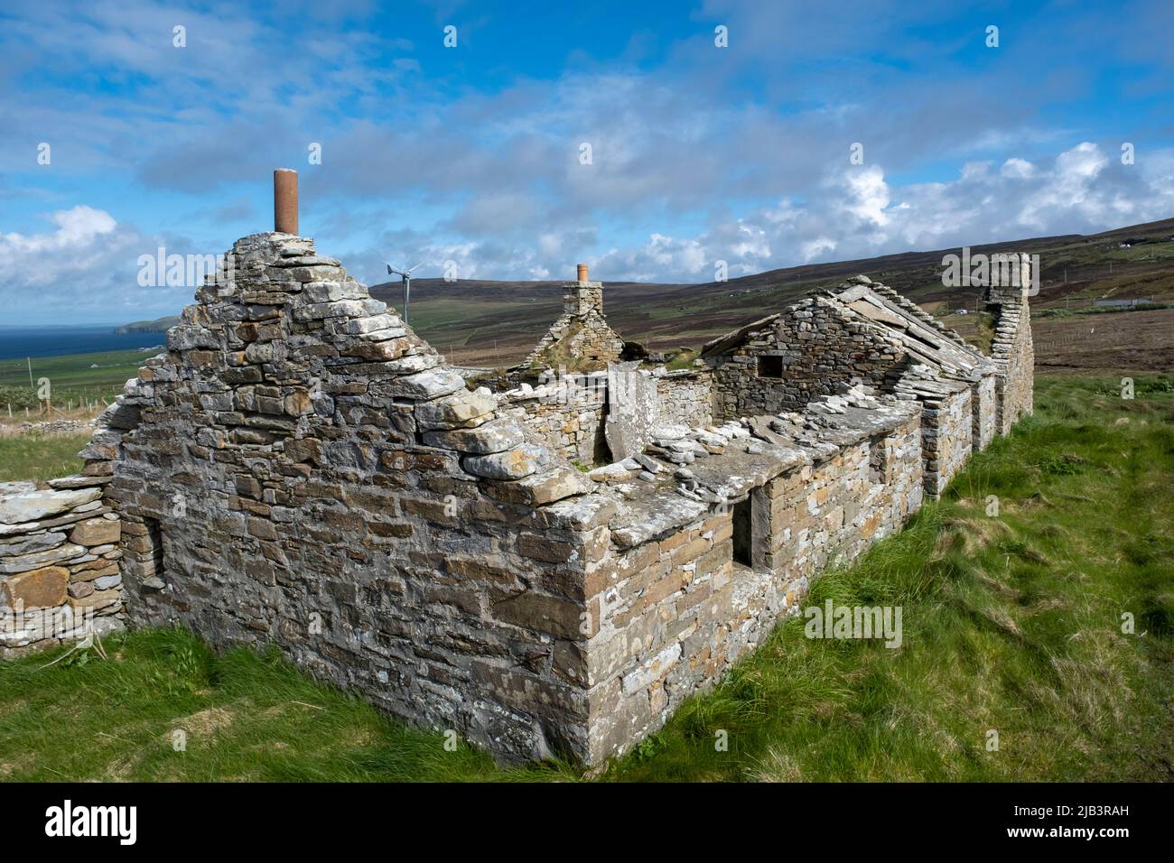 Edificio derelitto sull'isola di Rousay, Isole Orkney, Scozia. Foto Stock