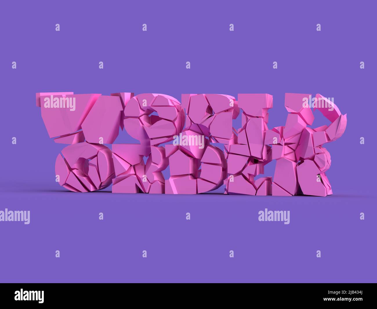 breaking world order, 3d illustrazione di testo fratturato Foto Stock