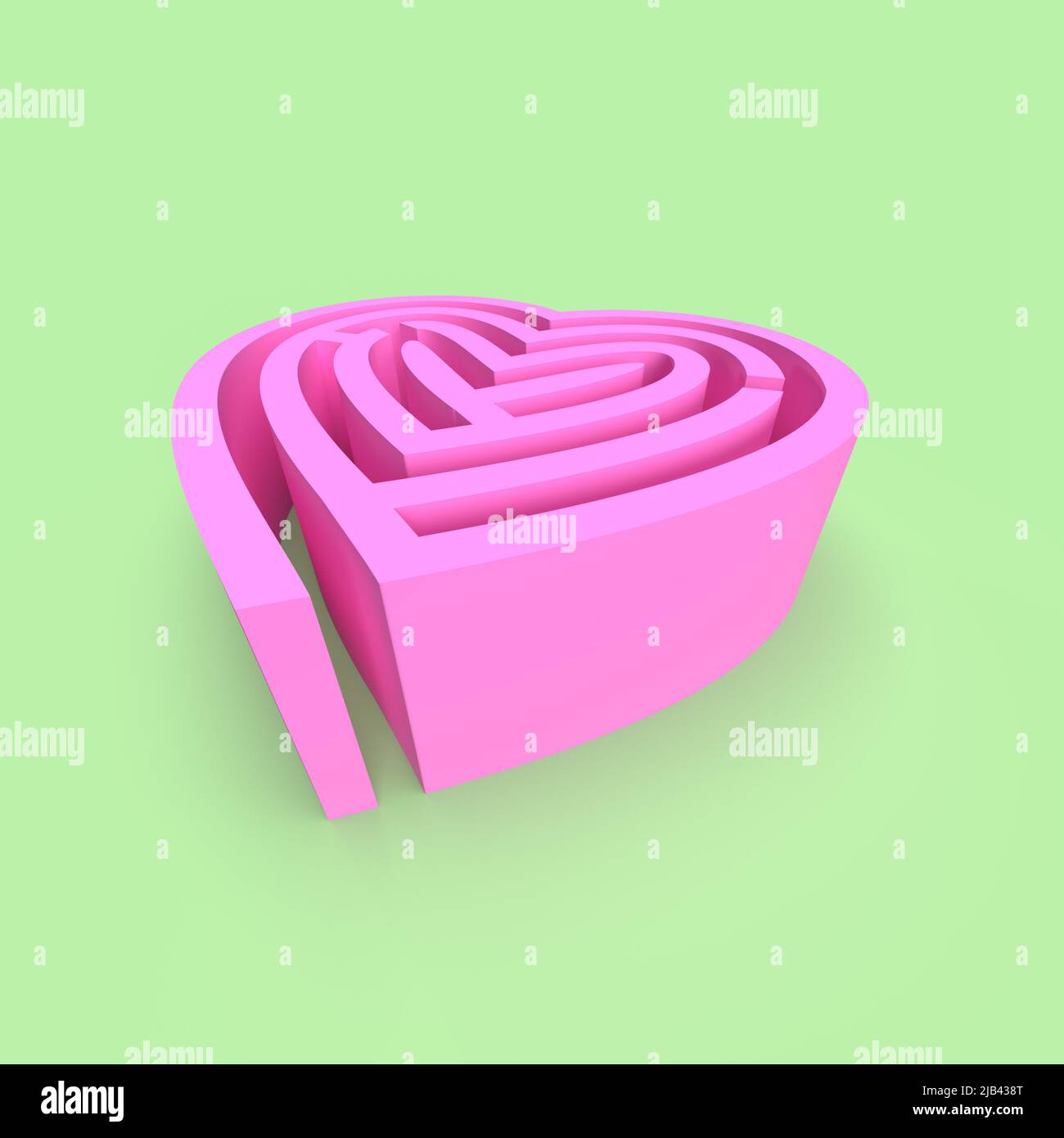 labirinto di cuore rosa - illustrazione 3d Foto Stock