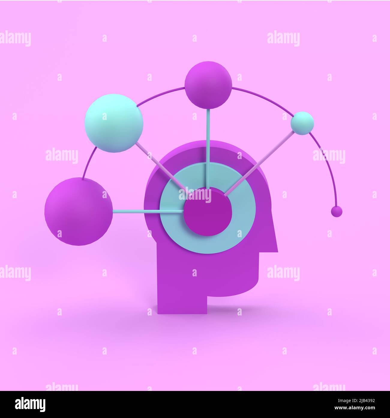 Illustrazione del processo di pensiero - formare l'idea da piccolo a grande Foto Stock