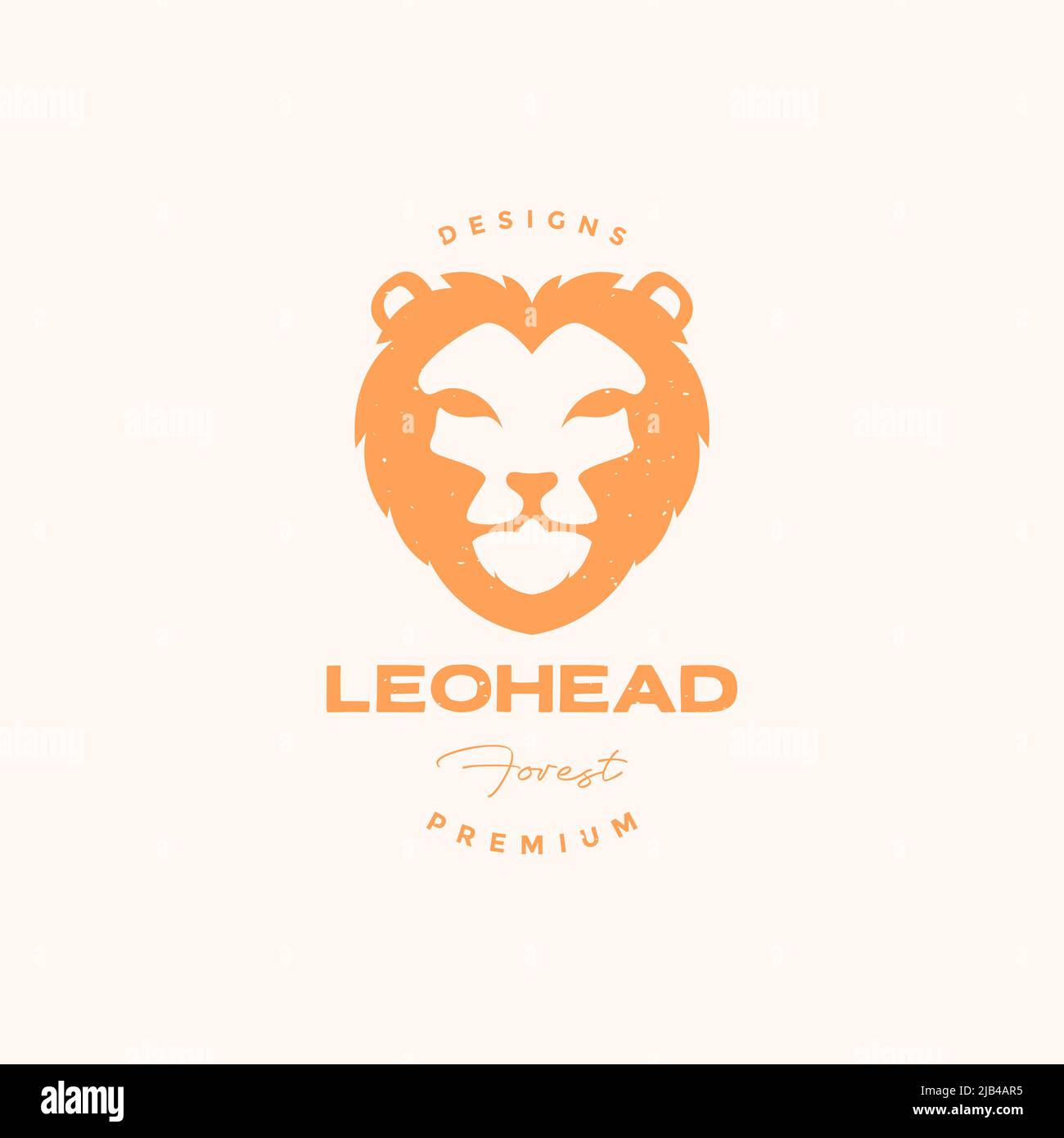 testa arancione leone minimal logo design vettoriale grafico simbolo icona illustrazione idea creativa Illustrazione Vettoriale