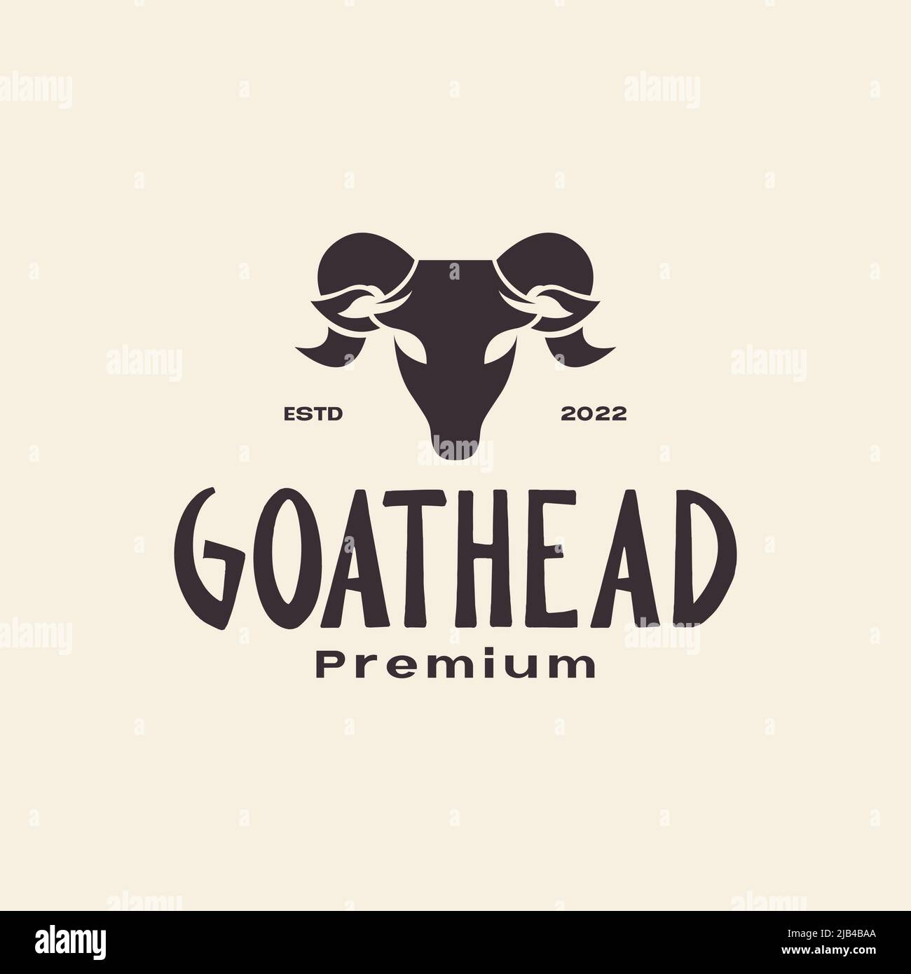 vintage testa bovini capre logo design vettore grafico simbolo icona illustrazione idea creativa Illustrazione Vettoriale