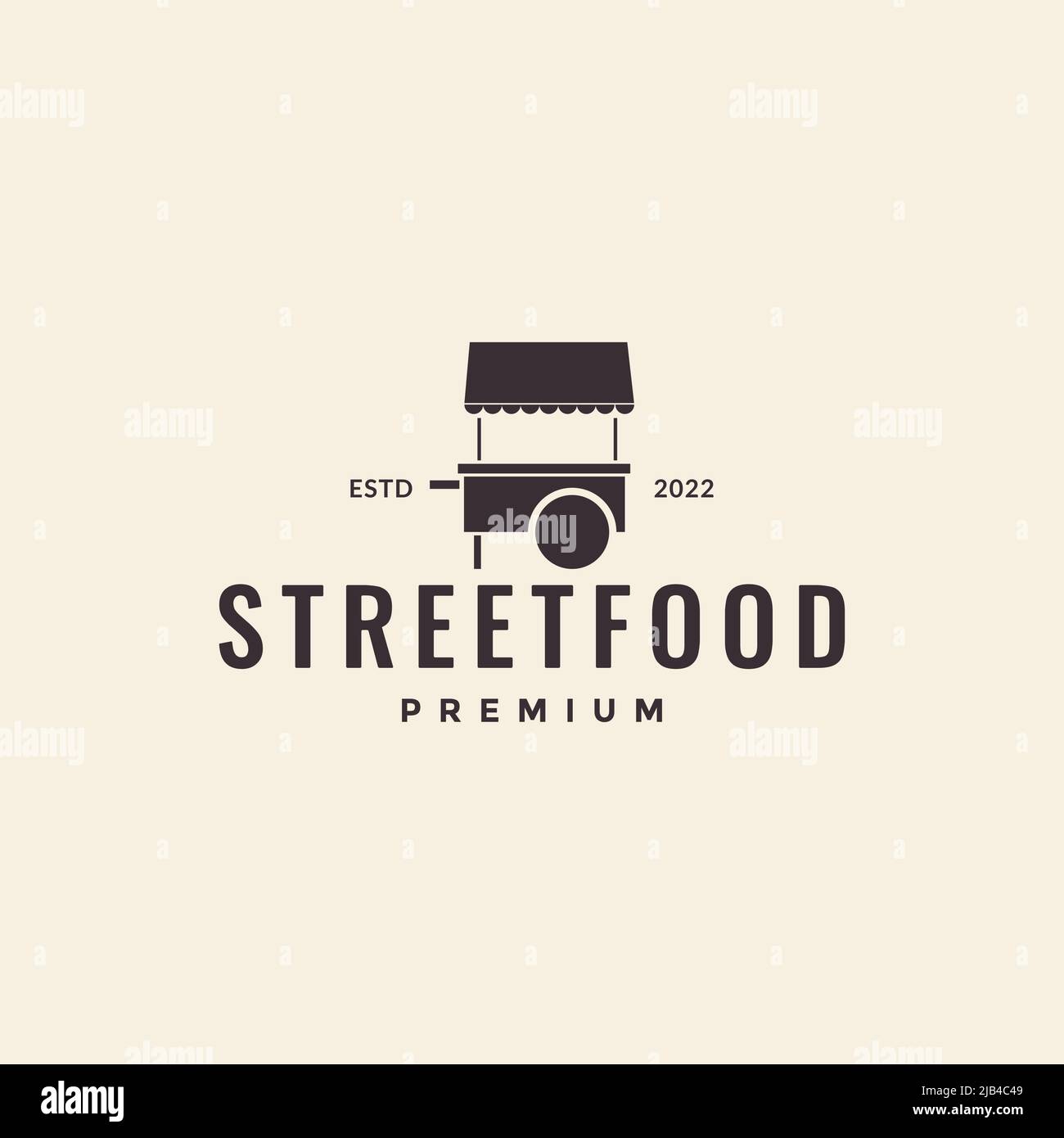 tradizionale street food stand logo design vettore grafico simbolo icona illustrazione idea creativa Illustrazione Vettoriale