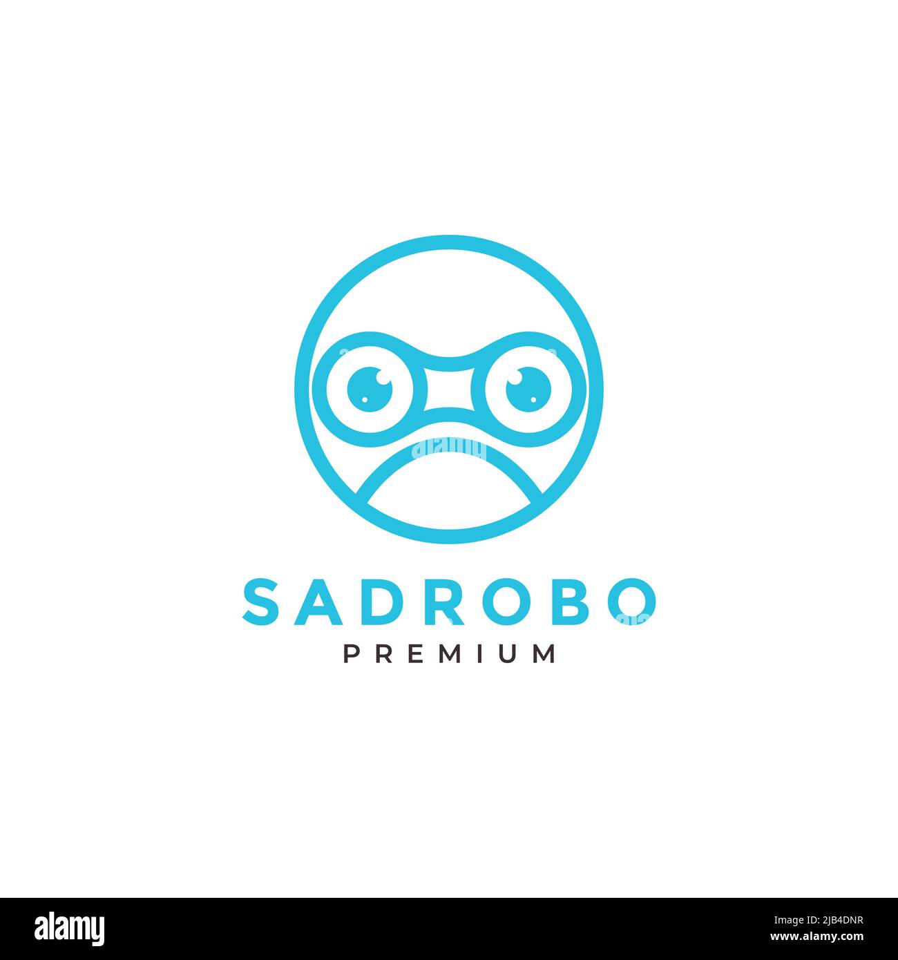 testa cute robot triste logo design vettore grafico simbolo icona illustrazione idea creativa Illustrazione Vettoriale