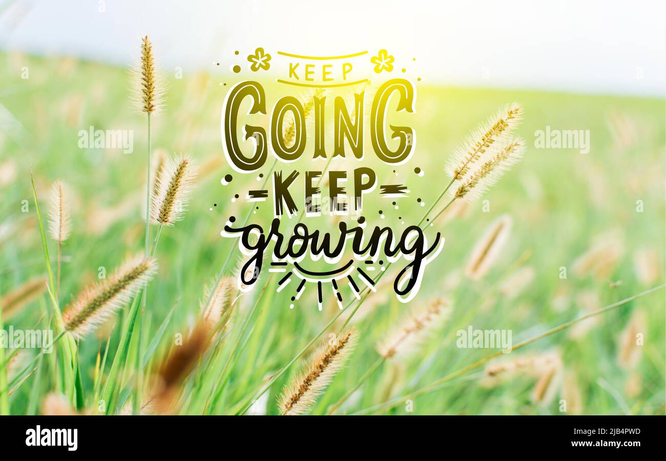 Virgolette motivazionali, continuare a crescere, messaggi motivazionali continuare a andare, continuare a crescere, frasi motivazionali di incoraggiamento Foto Stock