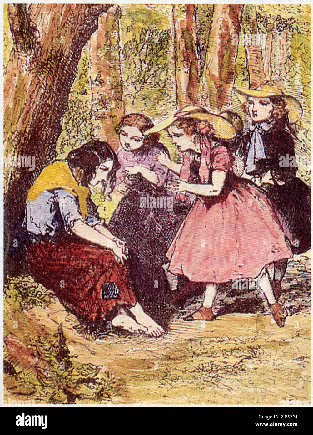 Une gravure qui illustre un épisode des Petites Filles modèles, l'un des Plus célèbres ouvrages de la comtesse de Ségur. Foto Stock
