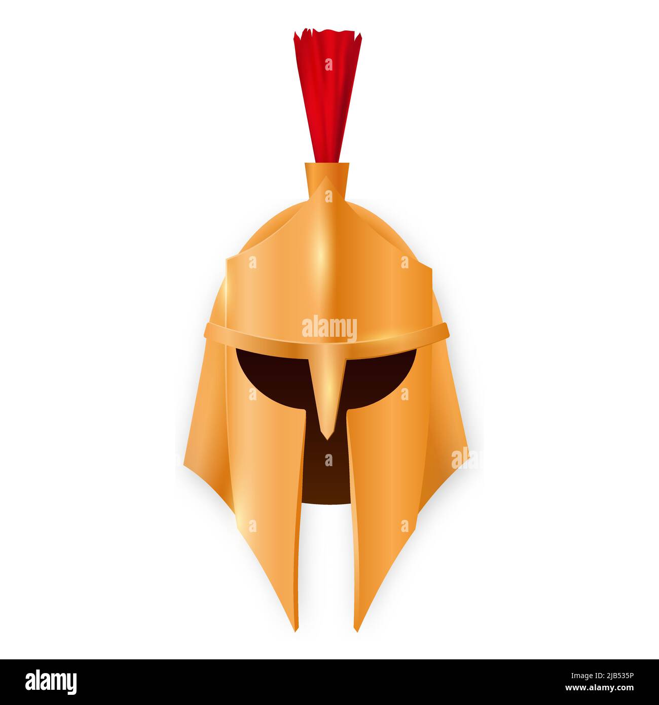 Elmetto antico greco dorato. Articolo in bronzo con fessure per occhi e bocca Illustrazione Vettoriale