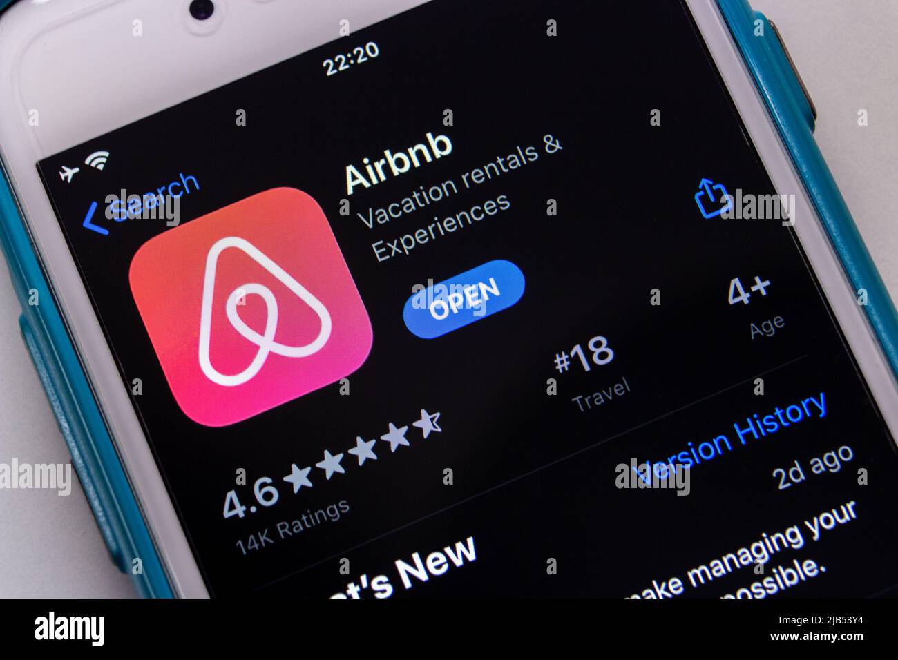 Kumamoto, GIAPPONE - Dicembre 17 2020 : Airbnb app, servizio online per gli Stati Uniti che permette alle persone di affittare le proprietà o le camere di ricambio per gli ospiti via app, in App Store Foto Stock