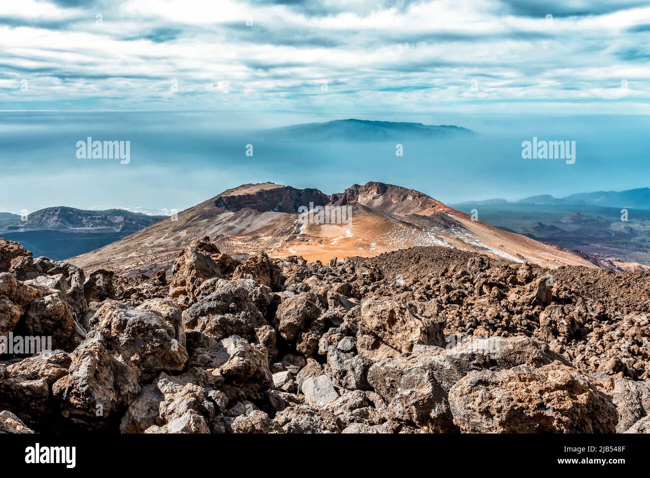 Cratere di Pico Viejo vicino al vulcano Teide nelle Isole Canarie Foto Stock