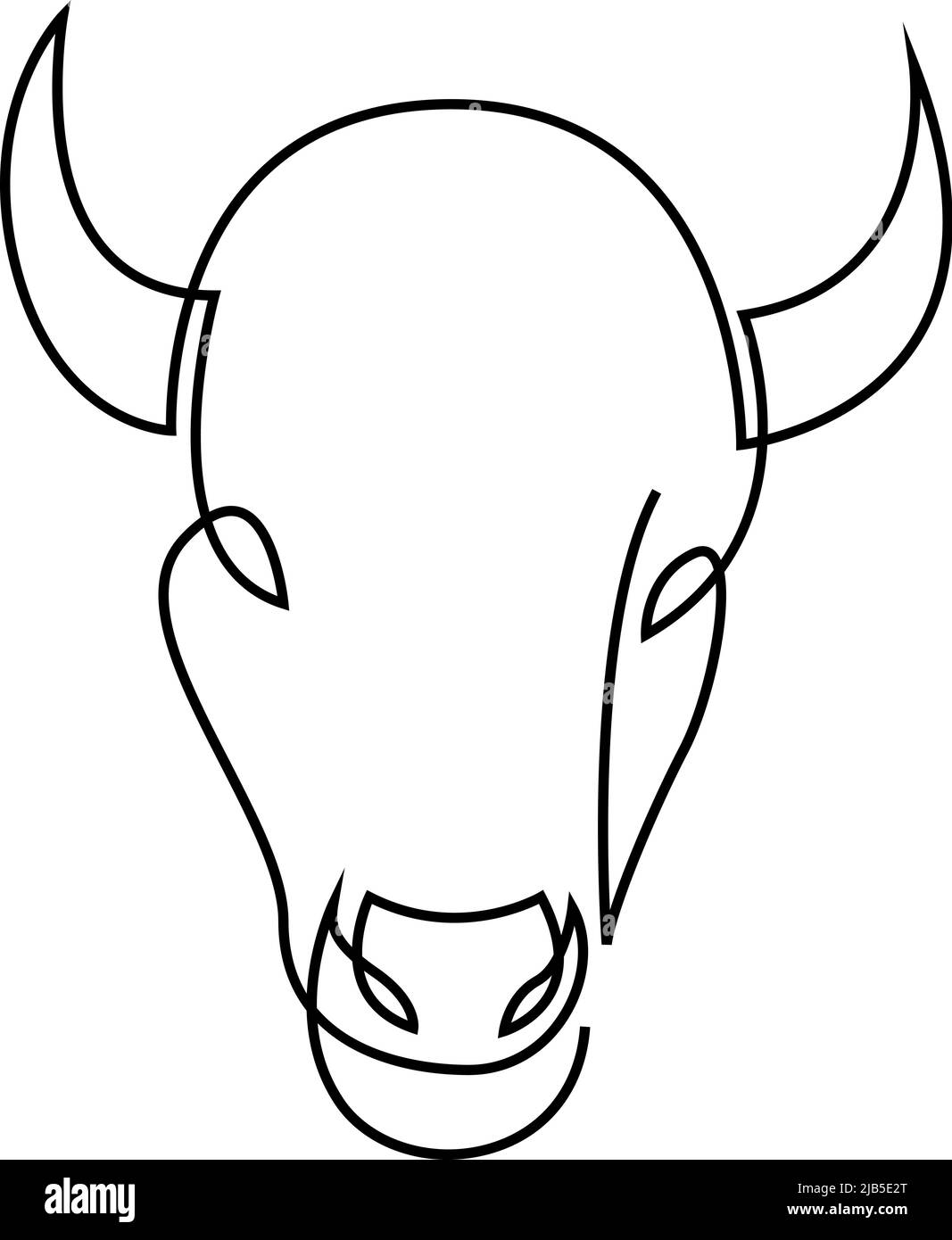 Un ritratto continuo della linea di disegno della testa di un bue selvatico, bisonte, bufalo, toro. Singola linea di arte disegnata a mano scarabocchio profilo isolato minimo illustre Illustrazione Vettoriale