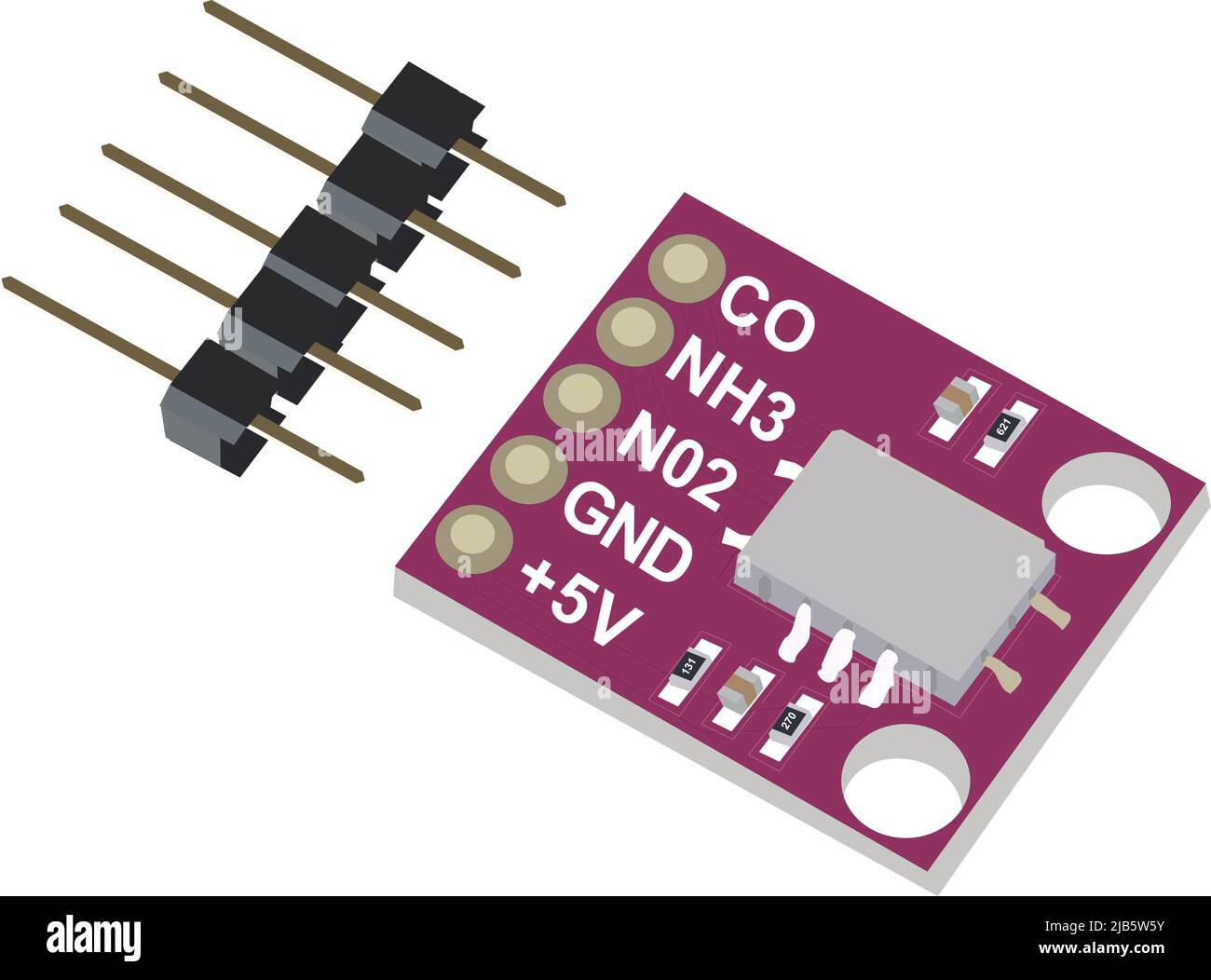 Qualità dell'aria scheda del modulo del sensore di gas ossido di azoto Illustrazione Vettoriale