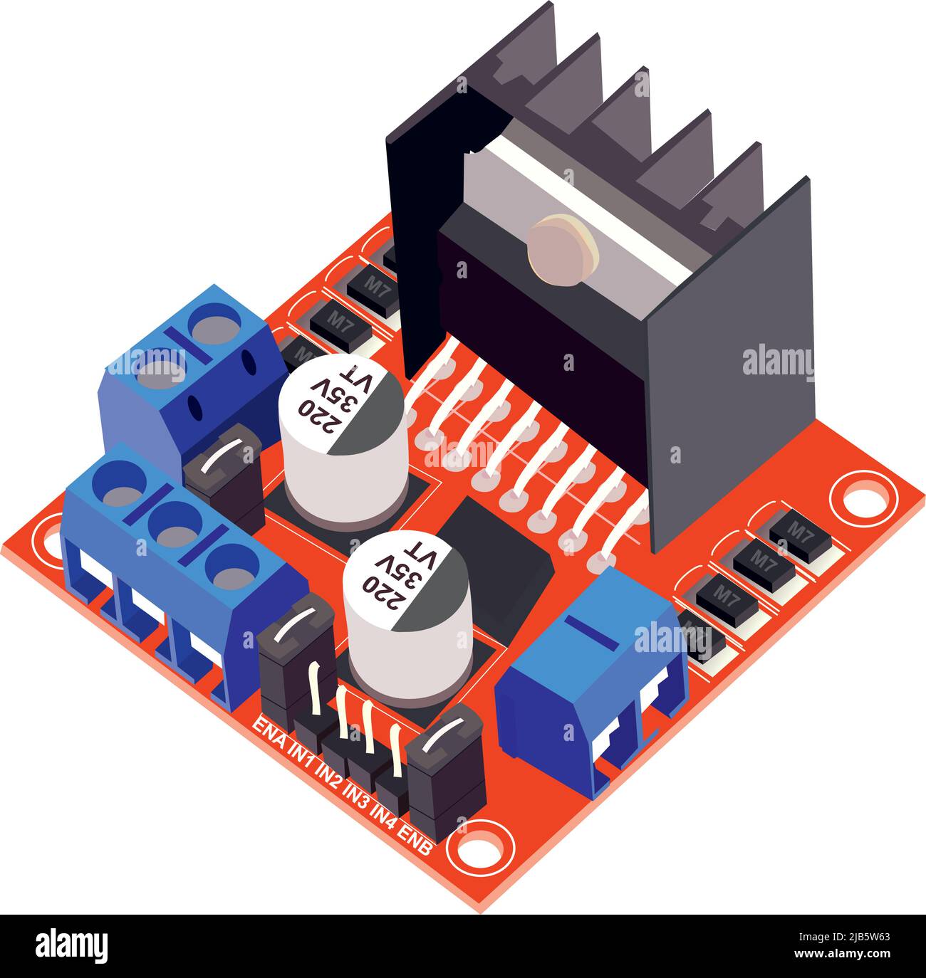 L298N modulo scheda driver L298 motore passo-passo robot auto intelligente Illustrazione Vettoriale