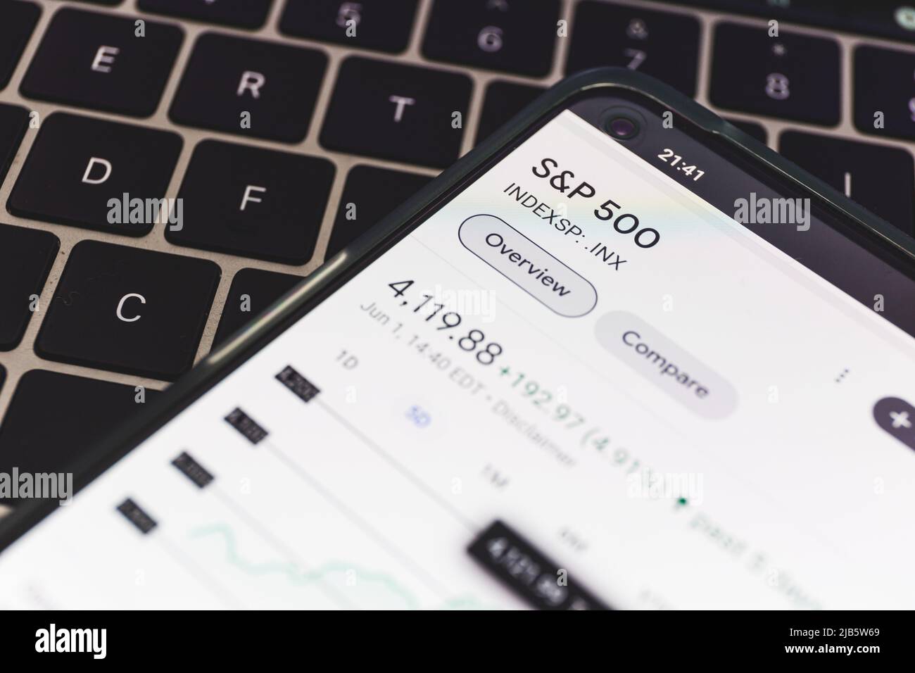 Tabella dell'indice SP 500 sullo schermo. Il mercato azionario di SP 500 Foto Stock
