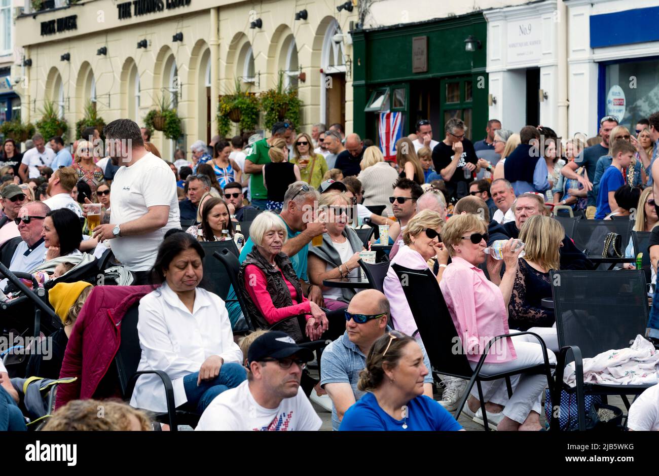 Le celebrazioni del Giubileo del platino della regina in Market Place, Warwick, Warwickshire, Regno Unito Foto Stock