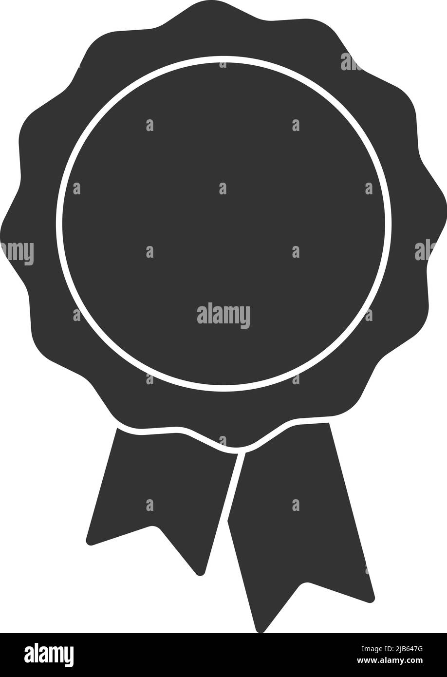 semplice sigillo nero con simbolo a nastro, illustrazione vettoriale Illustrazione Vettoriale