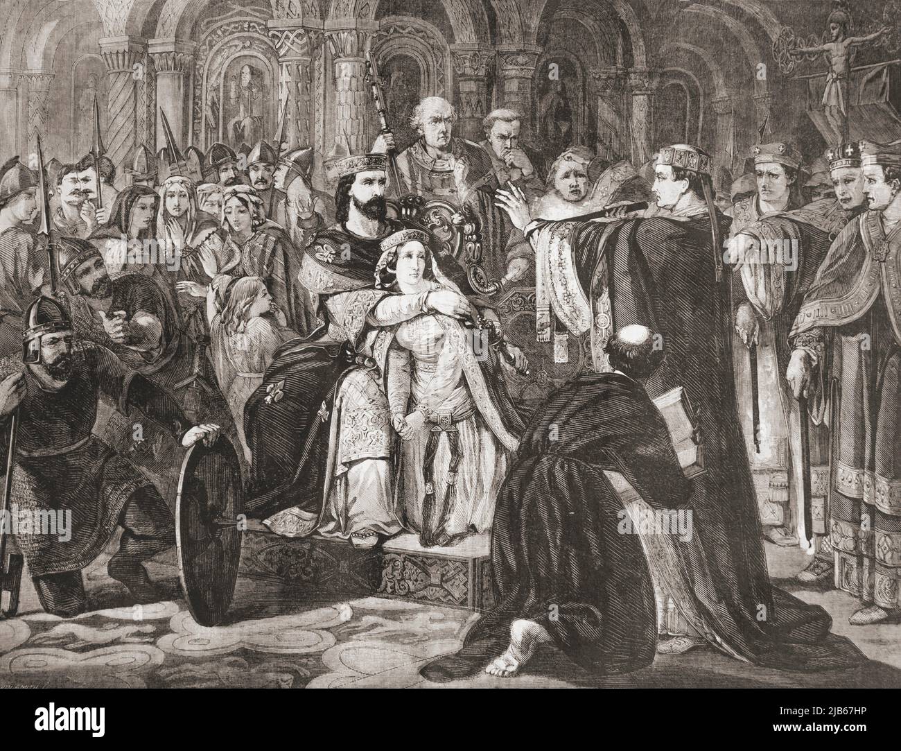 La scomunica di Filippo II Agosto, Re di Francia (1180â. “1223) di Papa Innocenzo III. Da l'Univers Illustre, pubblicato Parigi, 1859. Foto Stock
