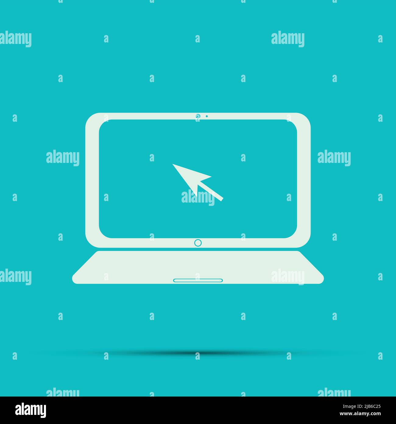 Icona del laptop in stile piatto trendy isolato su sfondo blu, illustrazioni vettoriali Illustrazione Vettoriale