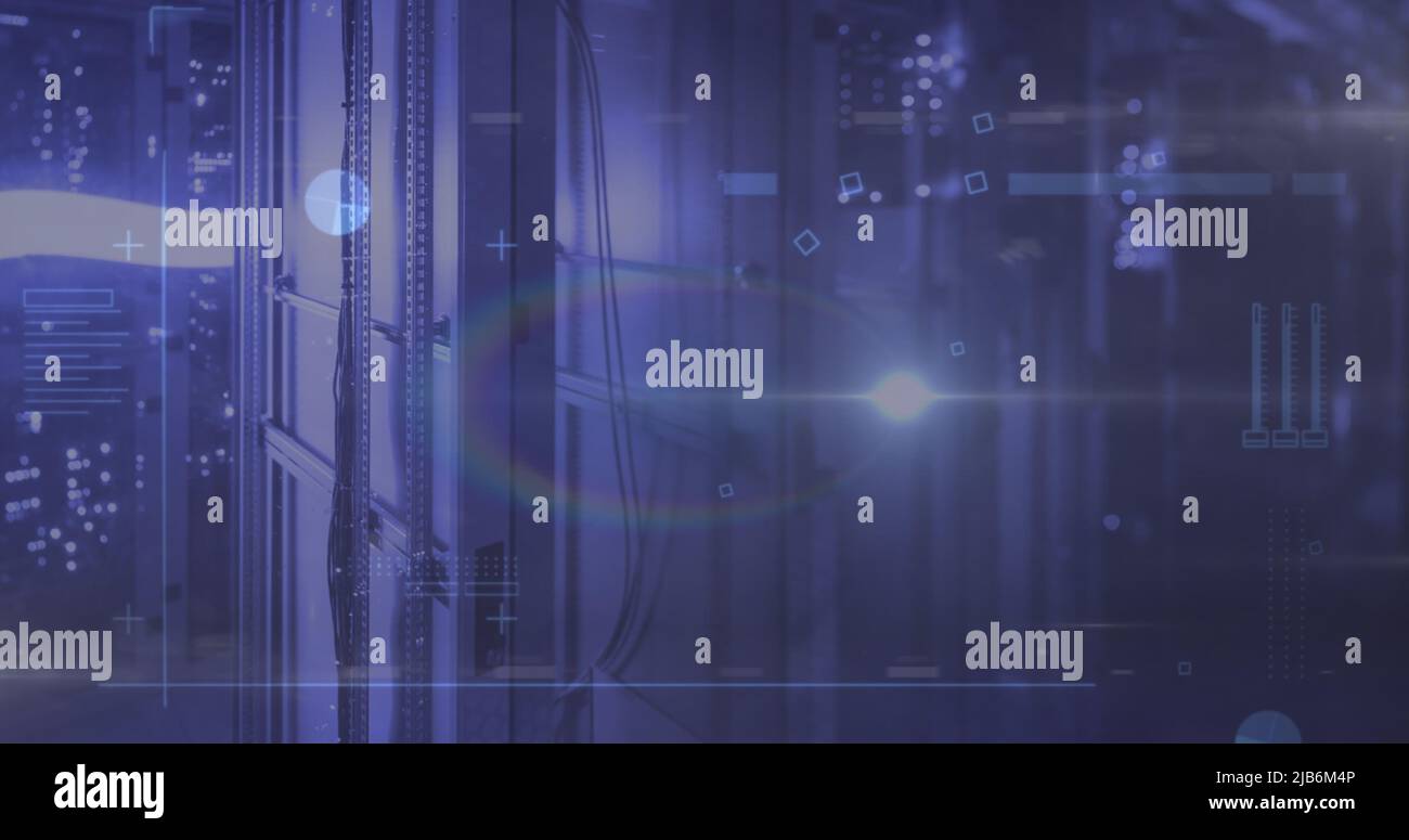 Immagine di punti e luci sui server Foto Stock