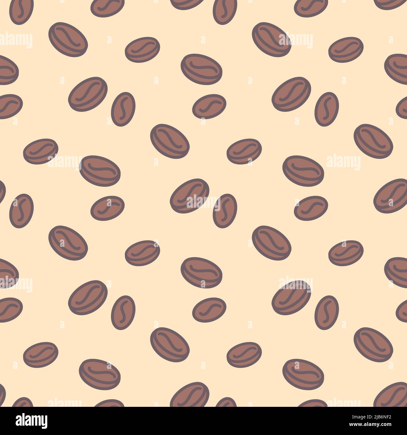 Chicchi di caffè disegno vettoriale senza cuciture. Sfondo di fagioli bruni arrostiti per una bevanda fragrante. Stampa per carta da parati, tessuto, imballaggio, pap Illustrazione Vettoriale