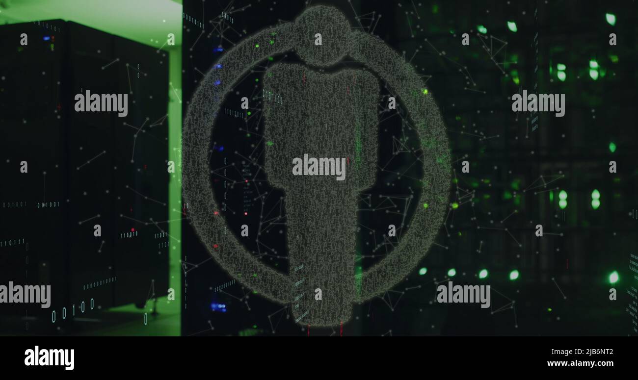 Immagine dell'icona persone sulla sala server Foto Stock