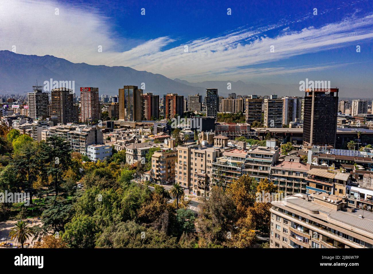 Santiago del Cile dall'alto Foto Stock