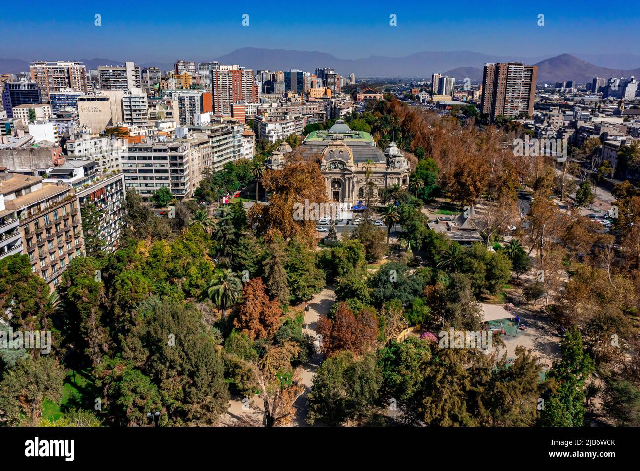 Santiago del Cile dall'alto Foto Stock