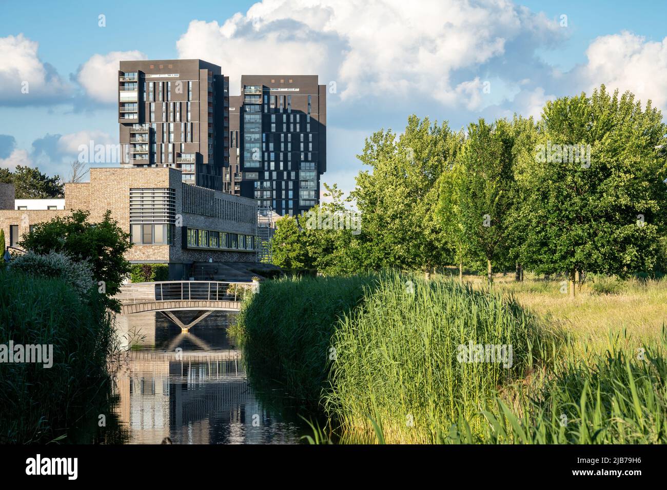 Breda, Brabante Nord, Paesi Bassi, 01.06.2022, edifici alti e moderni che fanno parte del Parco residenziale scultura nel quartiere Heuvel di Breda Foto Stock