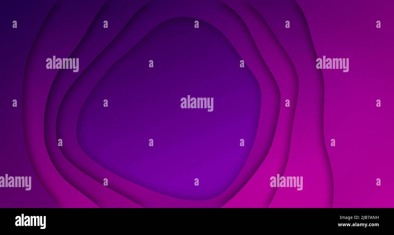 Immagine di forme organiche viola rotanti che si muovono su sfondo viola Foto Stock
