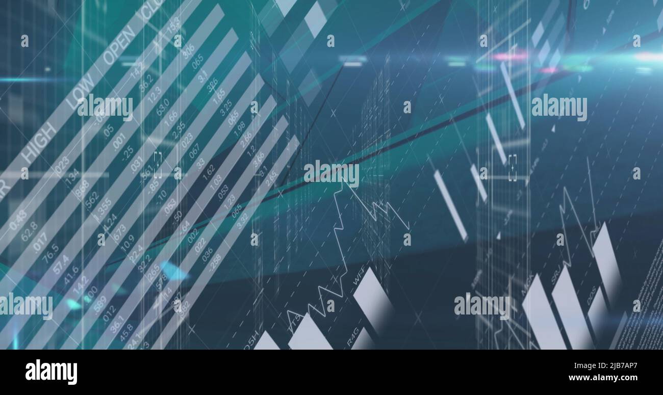 Immagine delle statistiche e dell'elaborazione dei dati su server di computer Foto Stock