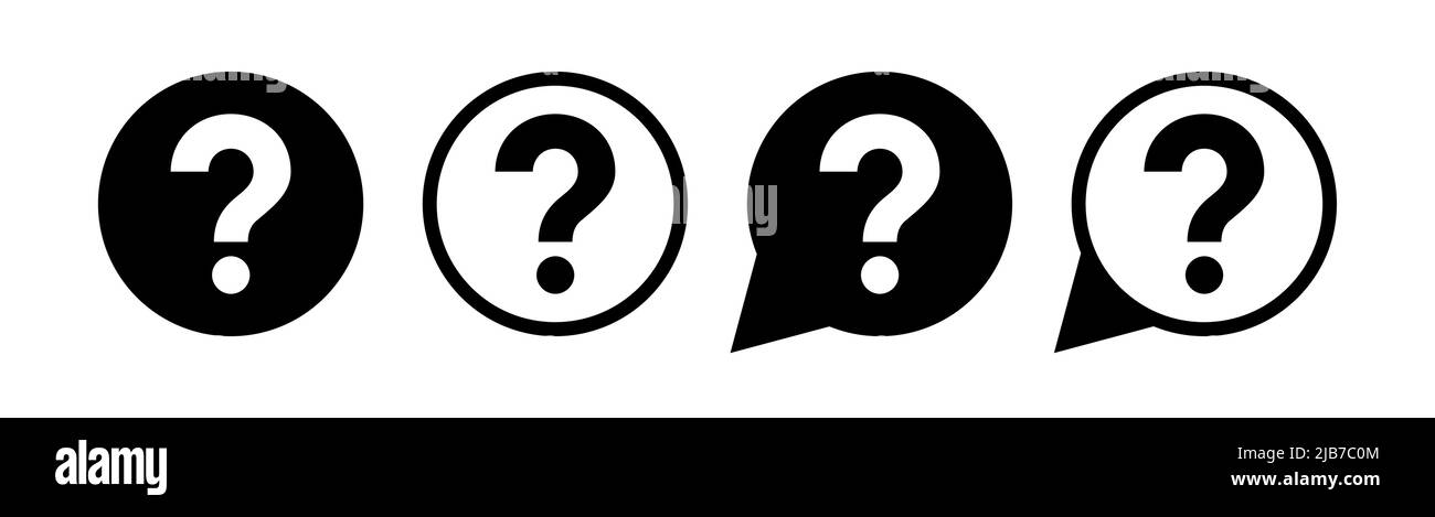 Icona FAQ impostata. Icona a forma di punto interrogativo. Icona vettore isolata su sfondo bianco. Illustrazione Vettoriale