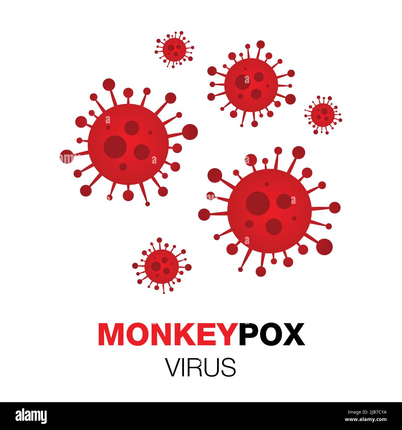 Icona del virus rosso segno scimmipox. Concetto di virus pox. Illustrazione vettoriale. Monkeypox virus banner medico. Virus Monkeypox su sfondo bianco. Illustrazione Vettoriale