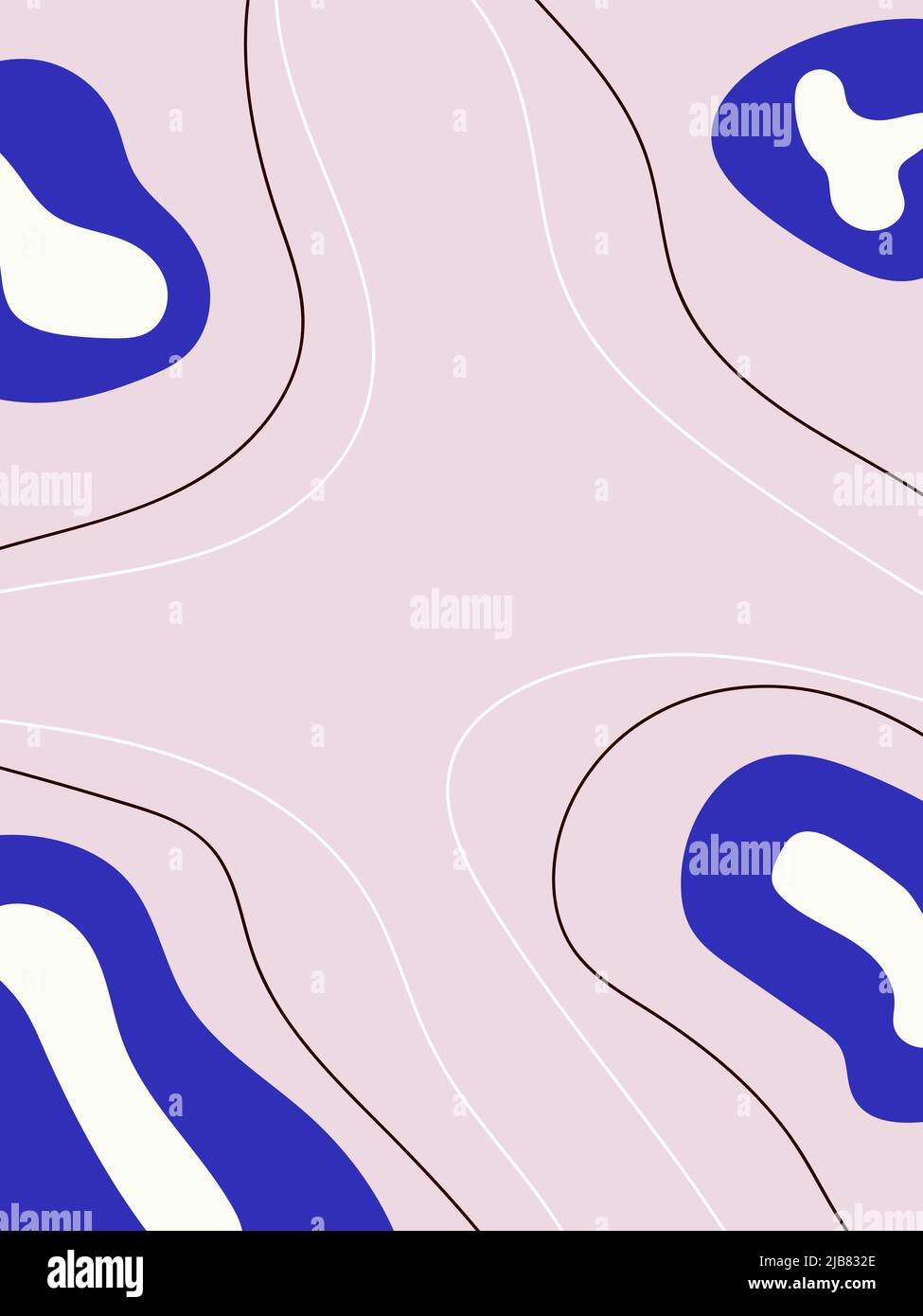 Sfondo astratto creativo con spazio di copia per il testo. Forme colorate disegnate a mano ed elementi di noodle. Design vettoriale moderno e alla moda per i social media Illustrazione Vettoriale