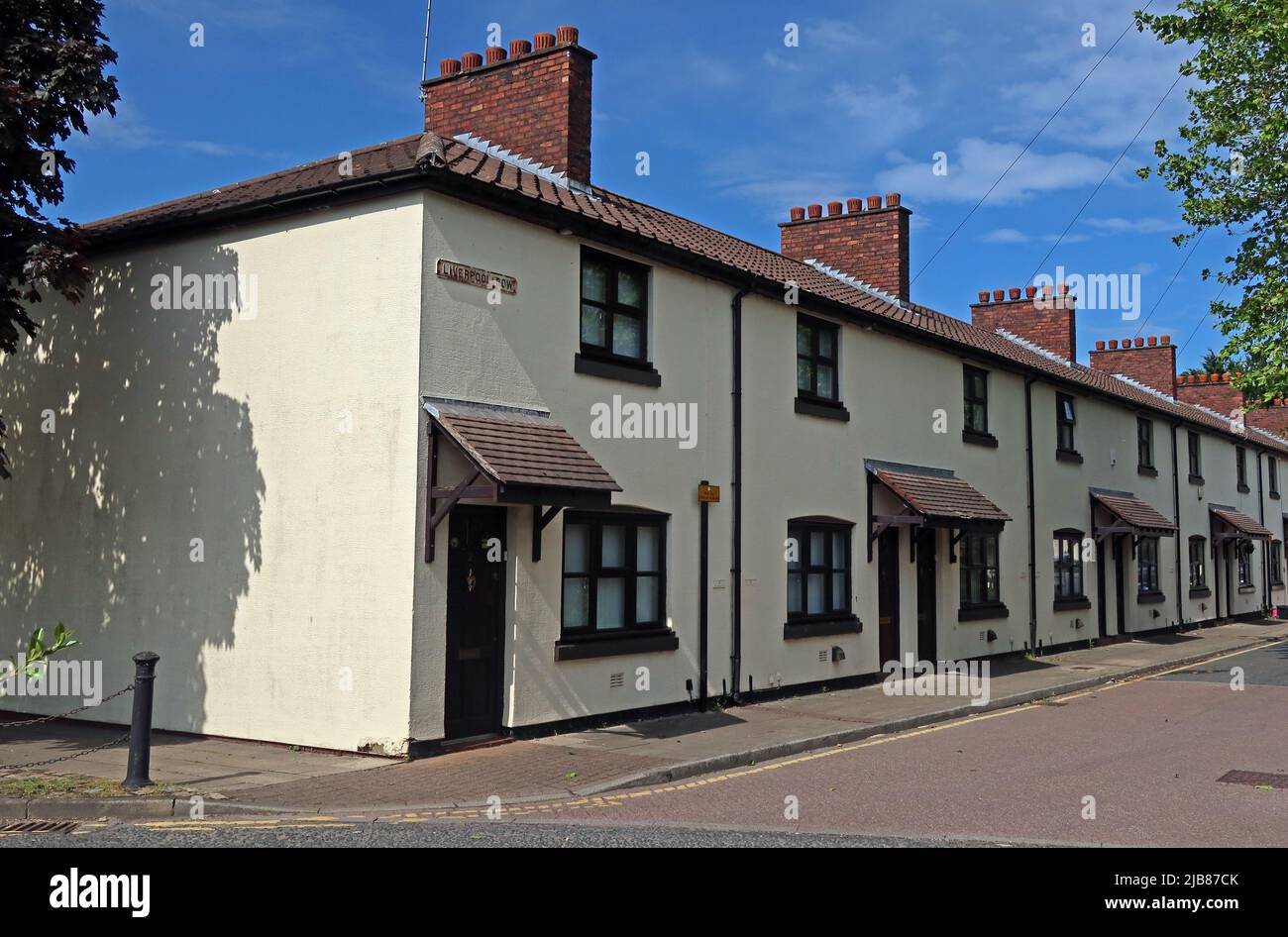 Liverpool Row, Vulcan Village, Warrington, ex-Charles Tayleur fabbrica ferroviaria Newton-le-Willows storia, Lancashire Foto Stock