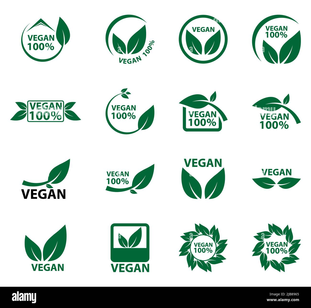 vegan icona bio ecologia biologico, logo etichetta tag verde foglia Illustrazione Vettoriale