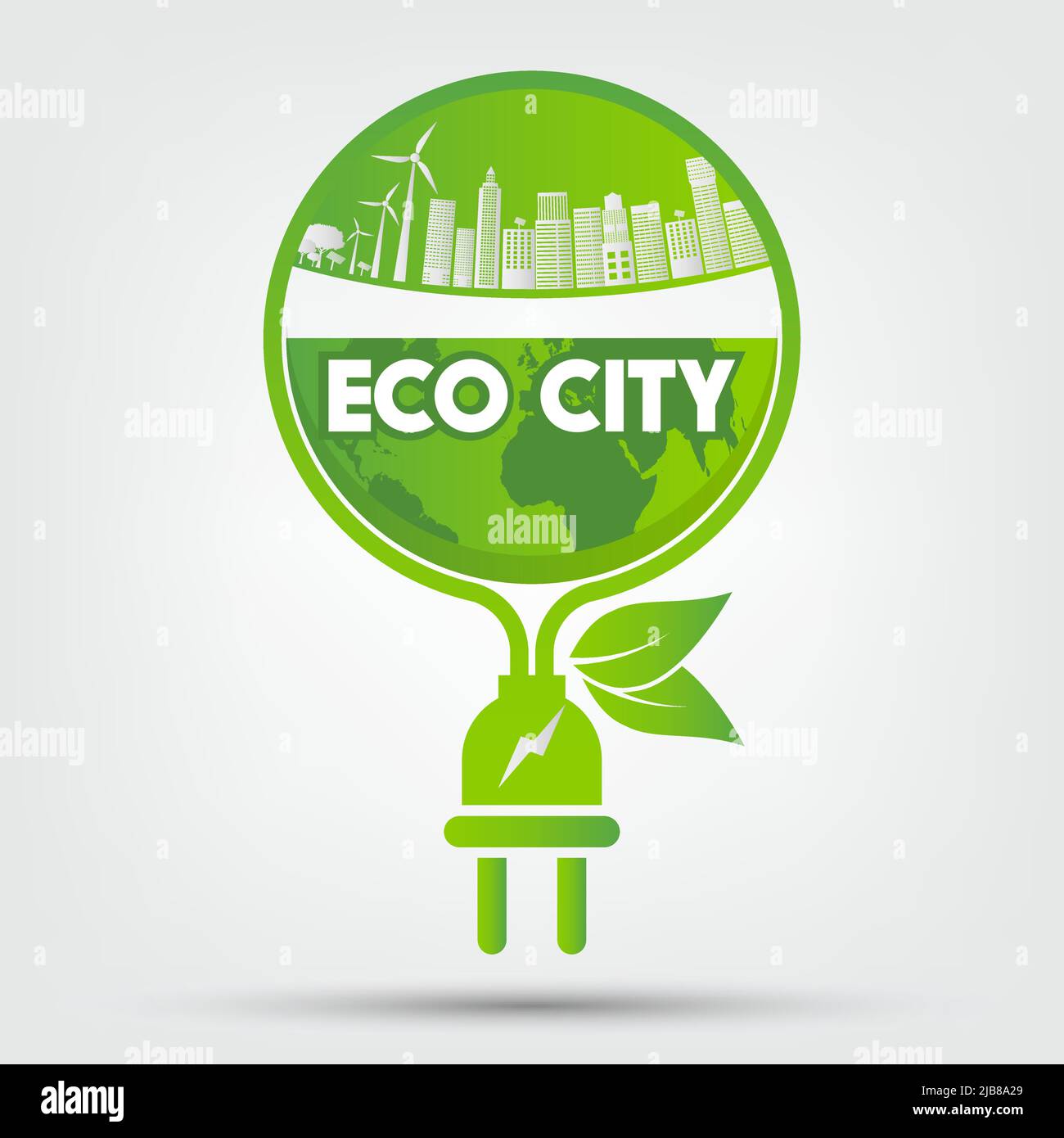 Energy Ideas Save the World Concept Power plug ecologico Illustrazione Vettoriale
