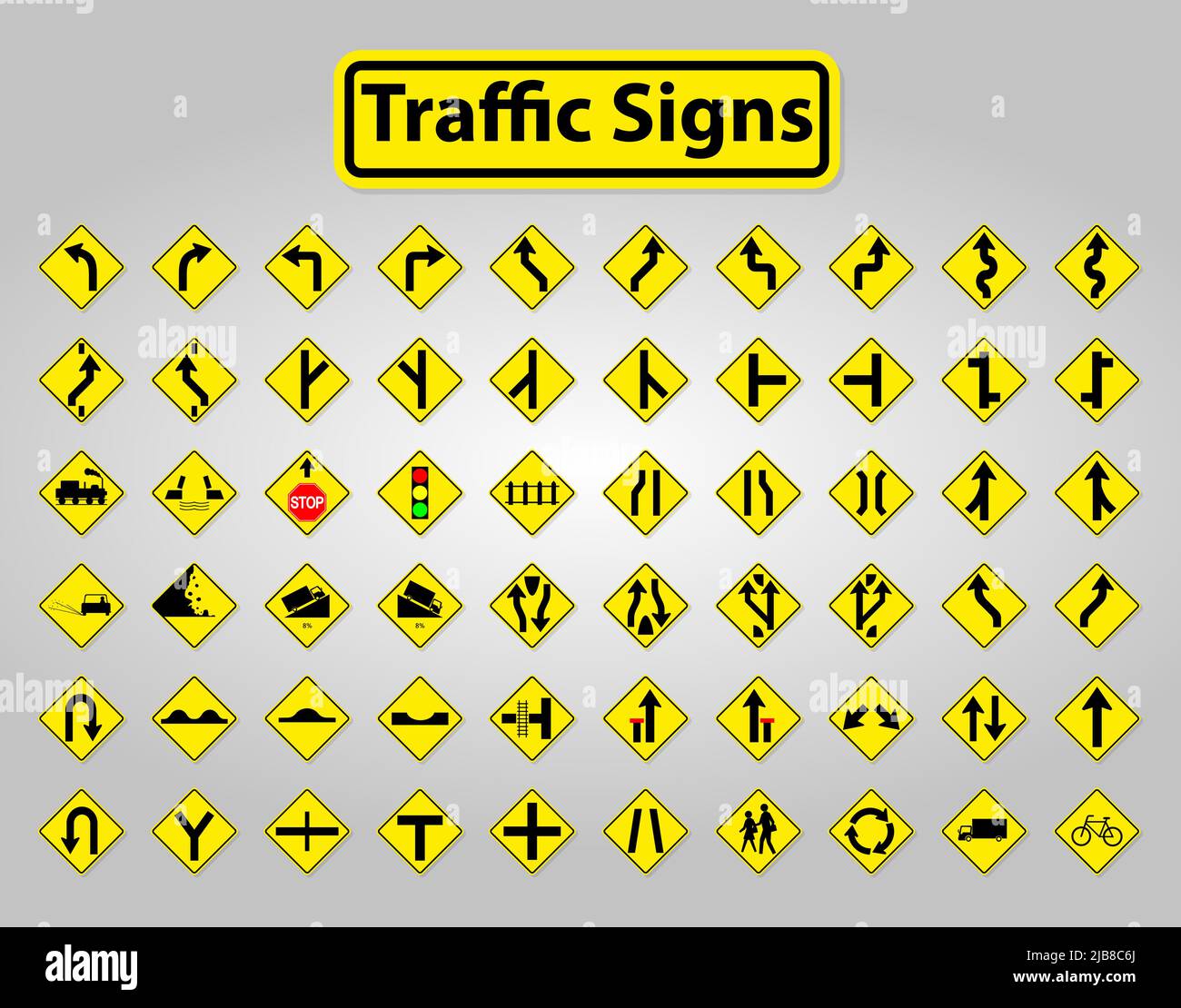 Impostare WarningTrafic Signs, simbolo di divieto Sign isolare su sfondo bianco Illustrazione Vettoriale