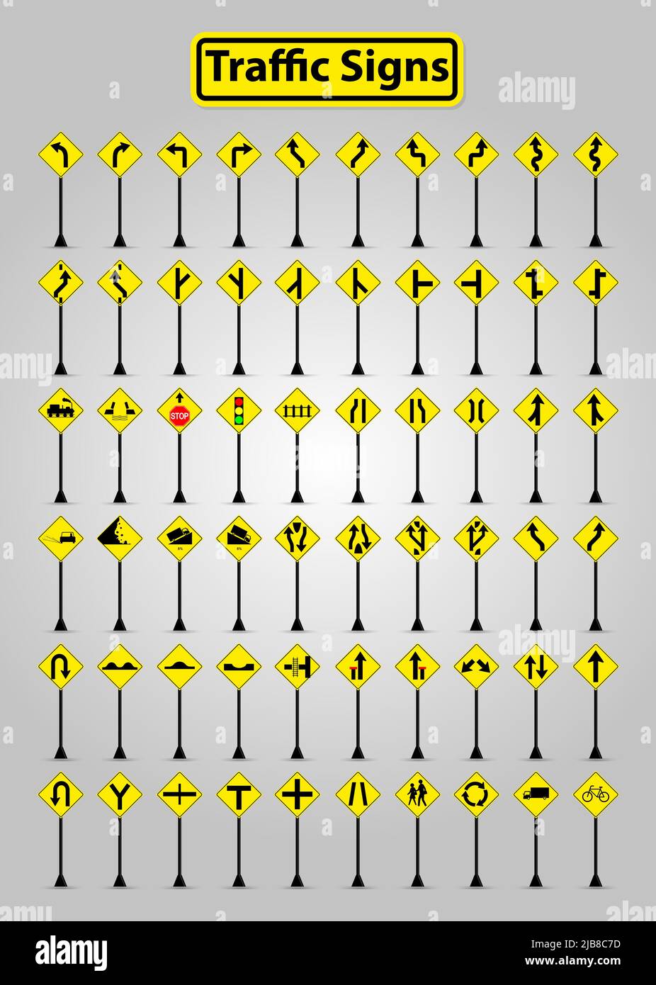Impostare WarningTrafic Signs, simbolo di divieto Sign isolare su sfondo bianco Illustrazione Vettoriale