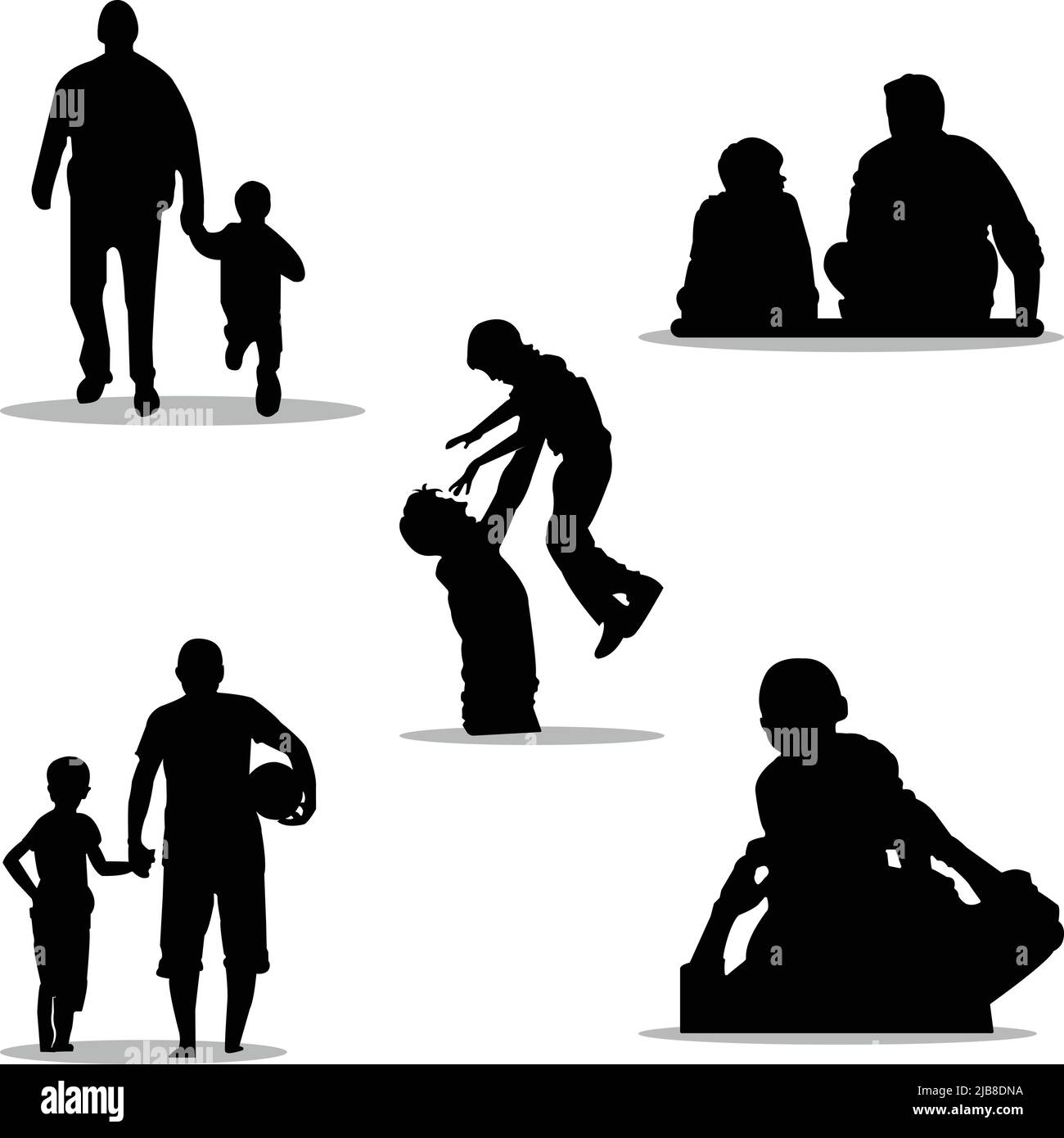 Set di Silhouette Padre e figlio piatta illustrazione Illustrazione Vettoriale