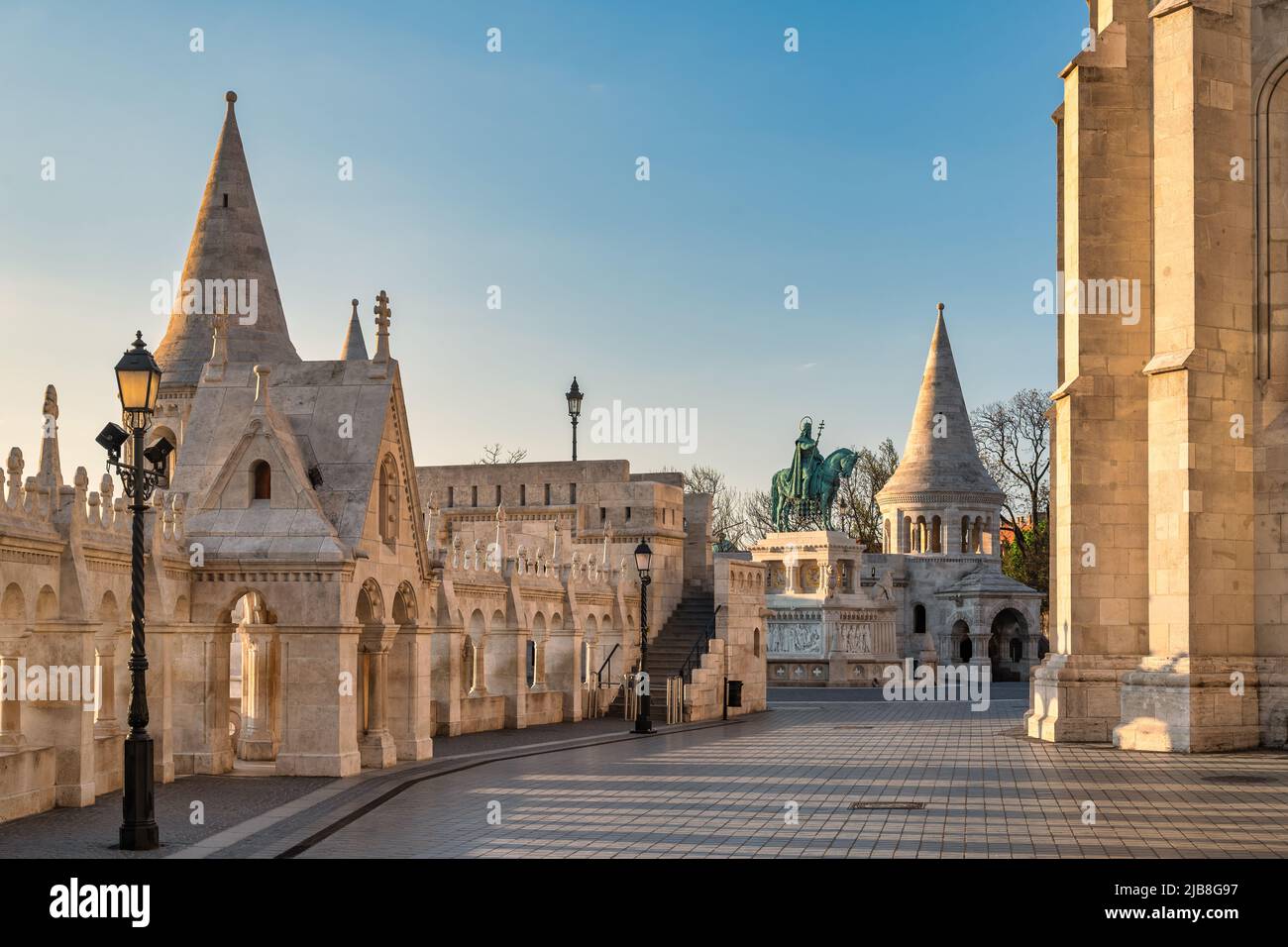 Budapest Ungheria, skyline della città al Bastione dei pescatori Foto Stock