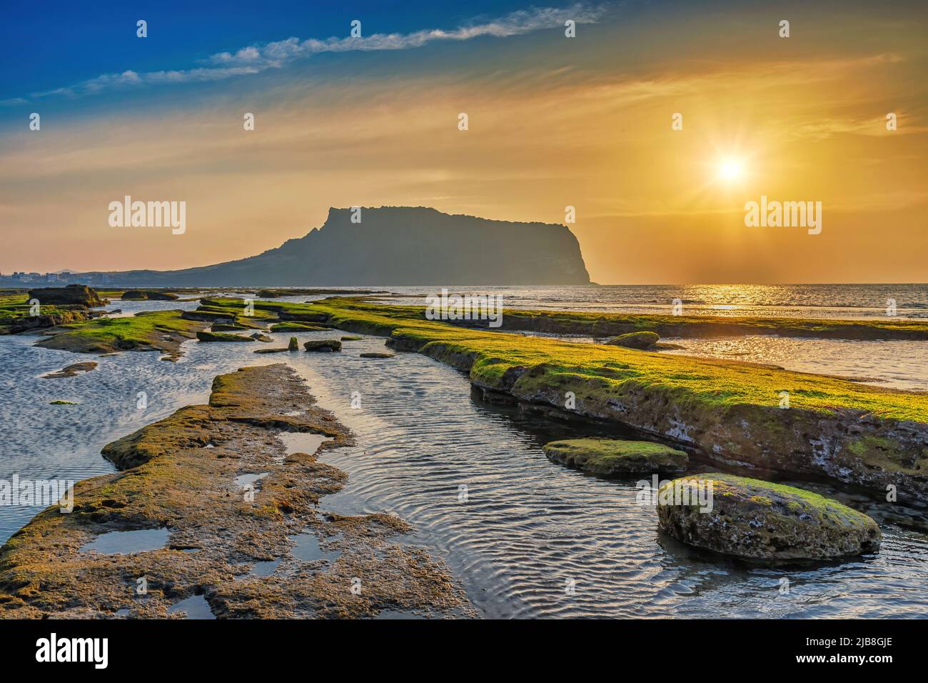 Jeju Island Corea Del Sud, Alba Natura Paesaggio A Jeju Do Seongsan Ilchulbong Foto Stock