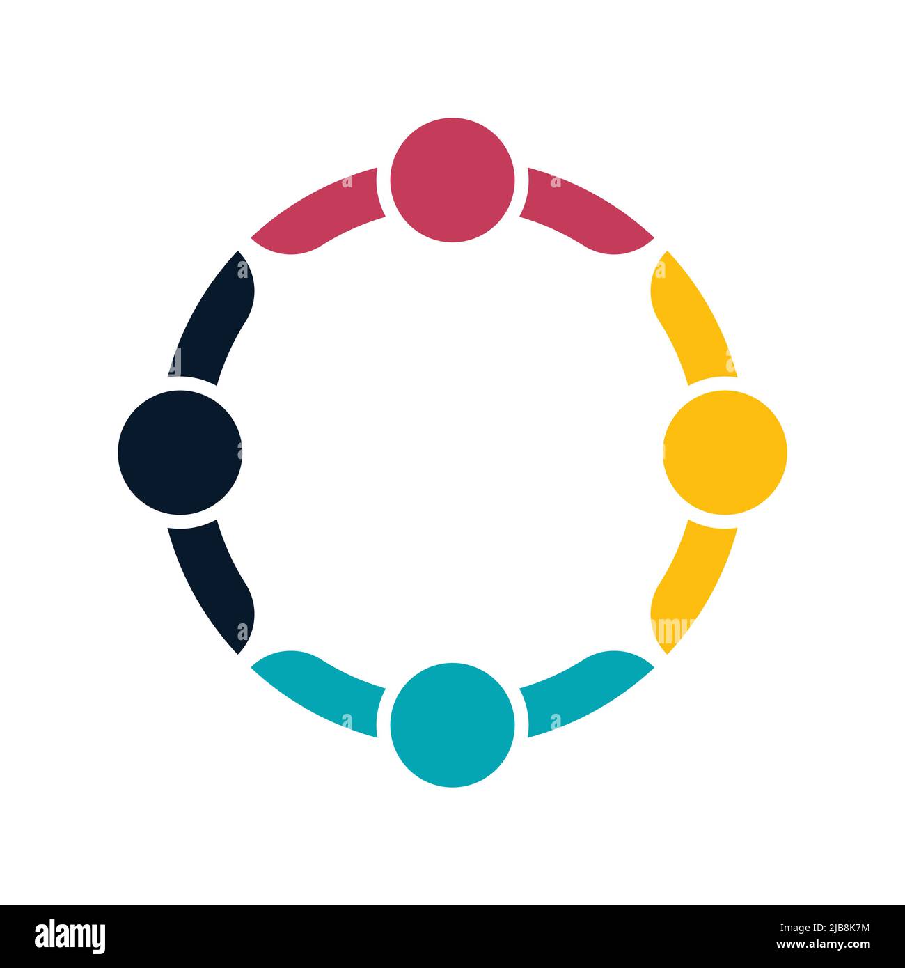 Handshake logo gruppo persone in un cerchio, icona lavoro di squadra, illustrazione vettore Illustrazione Vettoriale
