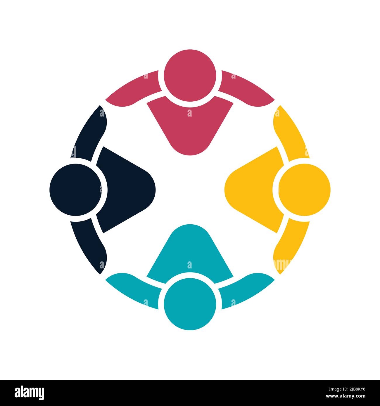 Handshake logo gruppo persone in un cerchio, icona lavoro di squadra, illustrazione vettore Illustrazione Vettoriale