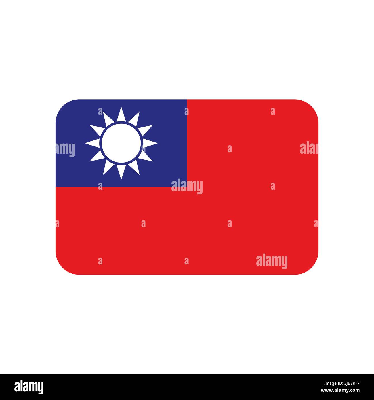 Icona vettore bandiera Taiwan su sfondo bianco Illustrazione Vettoriale