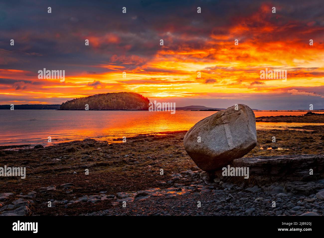 Alba sulla costa orientale a Bar Harbor, Maine Foto Stock