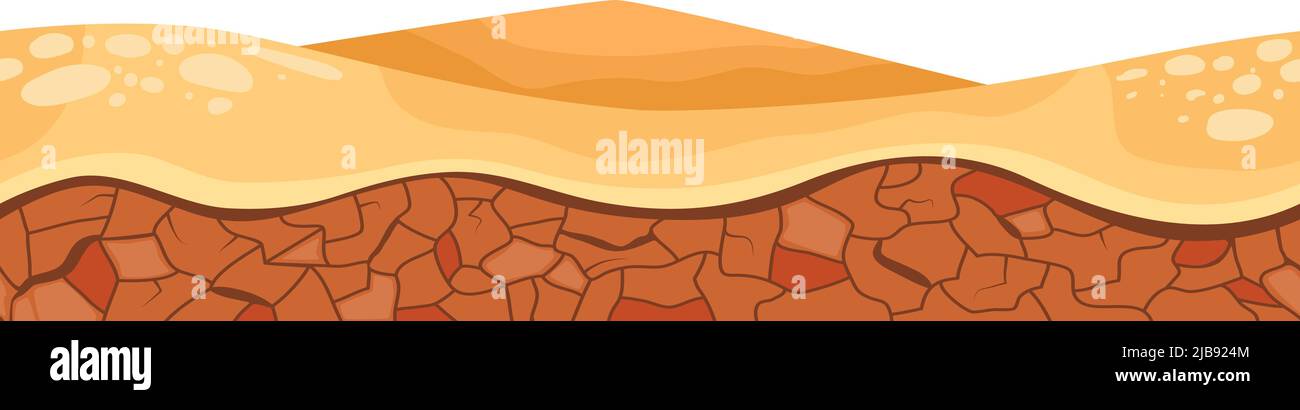Cartoon deserto rilievo paesaggio per gioco interfaccia grafica vettoriale Illustrazione Vettoriale