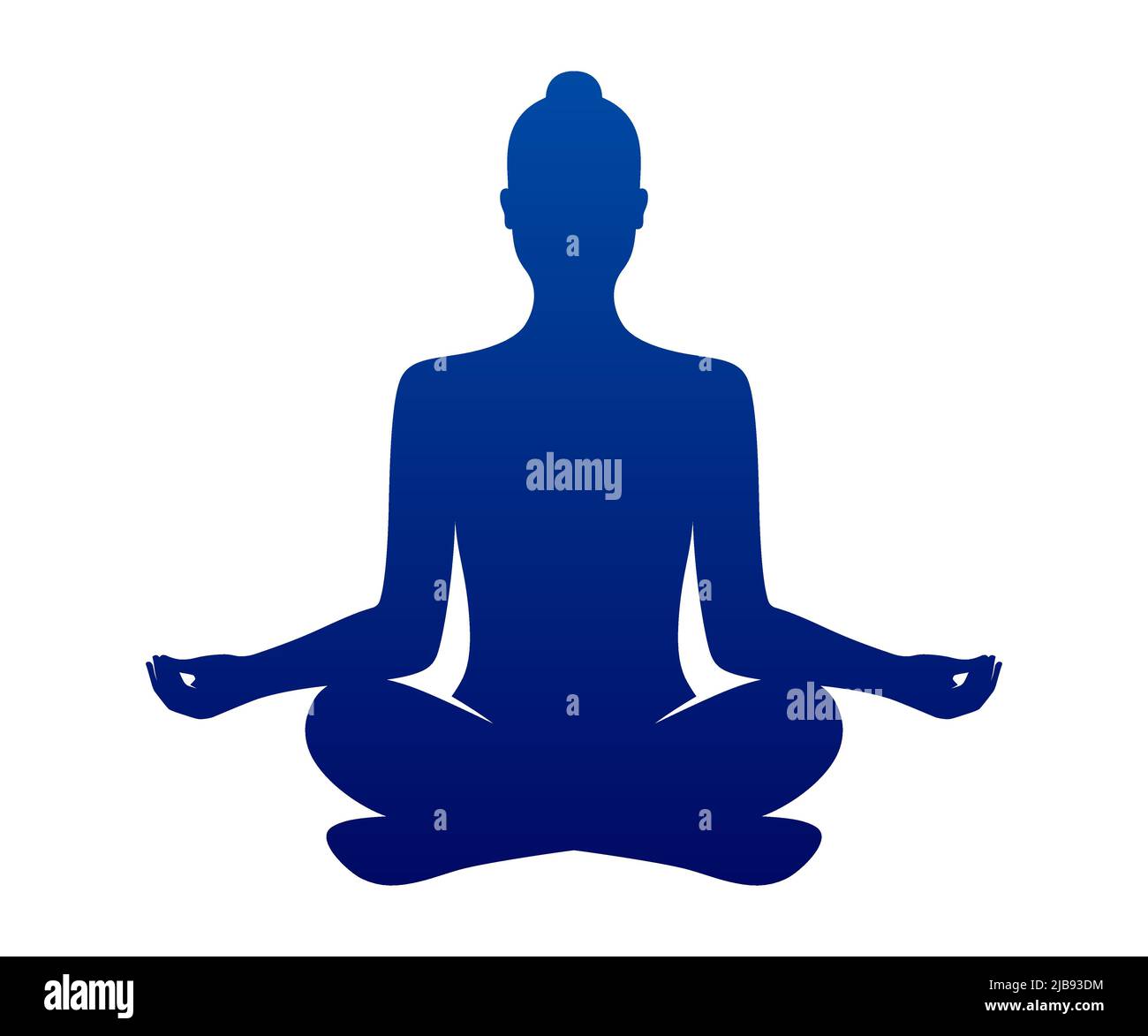Donna yoga in una posa di loto. Silhouette femminile rilassante e meditante in un segno vettoriale zen condition. Illustrazione Vettoriale